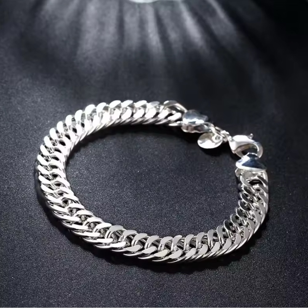 925 silver plated 8 inch Cuban link bracelet fashionable rapper jewelry